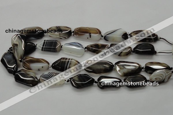 CAA283 15.5 inches 18*30mm freeform black line agate beads