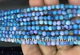 CAA2834 15 inches 4mm faceted round fire crackle agate beads wholesale