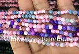 CAA2837 15 inches 4mm faceted round fire crackle agate beads wholesale