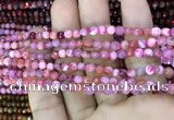 CAA2840 15 inches 4mm faceted round fire crackle agate beads wholesale