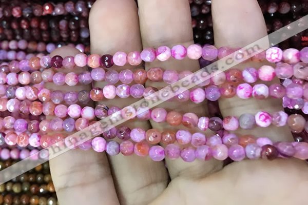 CAA2840 15 inches 4mm faceted round fire crackle agate beads wholesale