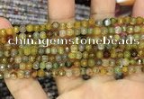 CAA2845 15 inches 4mm faceted round fire crackle agate beads wholesale