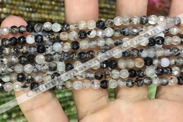 CAA2846 15 inches 4mm faceted round fire crackle agate beads wholesale