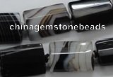 CAA289 15.5 inches 15*20mm faceted cuboid black line agate beads