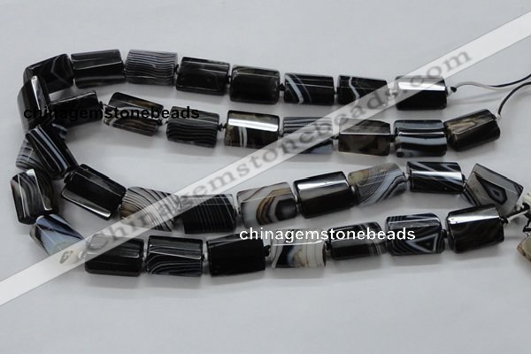 CAA289 15.5 inches 15*20mm faceted cuboid black line agate beads