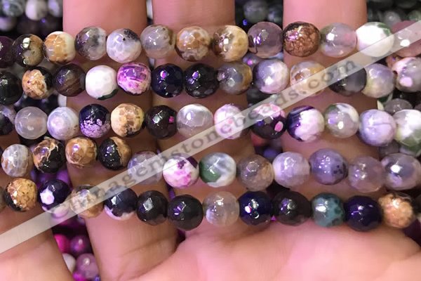 CAA2896 15 inches 6mm faceted round fire crackle agate beads wholesale