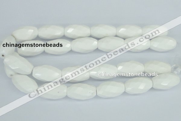 CAA29 15.5 inches 18*30mm faceted rice white agate gemstone beads