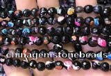 CAA2906 15 inches 6mm faceted round fire crackle agate beads wholesale