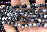 CAA2907 15 inches 6mm faceted round fire crackle agate beads wholesale