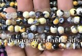 CAA2909 15 inches 6mm faceted round fire crackle agate beads wholesale