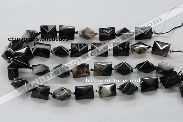 CAA291 15.5 inches 16*16*20mm black line agate gemstone beads