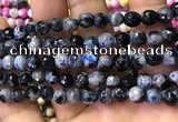 CAA2910 15 inches 6mm faceted round fire crackle agate beads wholesale