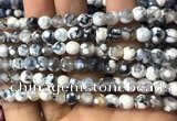 CAA2915 15 inches 6mm faceted round fire crackle agate beads wholesale