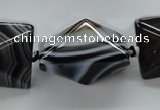 CAA292 15.5 inches 20*20*30mm black line agate gemstone beads