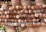 CAA2920 15 inches 6mm faceted round fire crackle agate beads wholesale