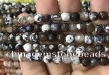 CAA2921 15 inches 6mm faceted round fire crackle agate beads wholesale