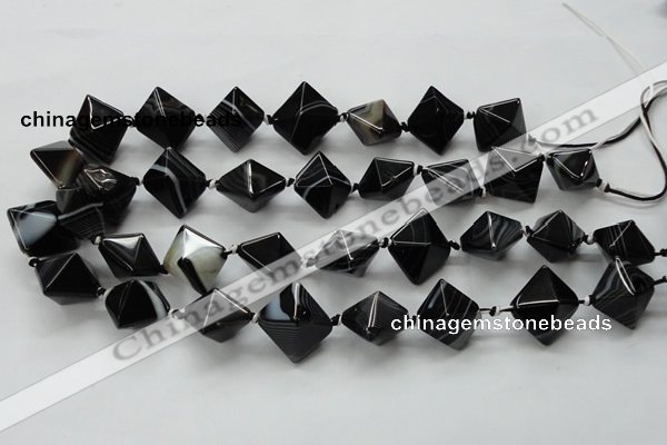 CAA293 15.5 inches 18*18*18mm black line agate gemstone beads