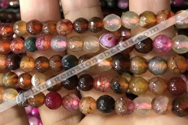 CAA2933 15 inches 6mm faceted round fire crackle agate beads wholesale