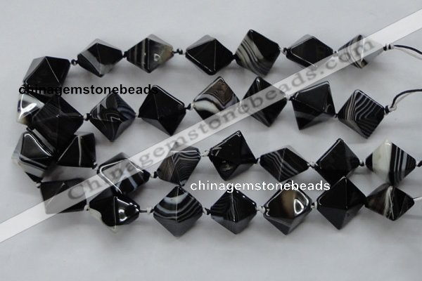 CAA294 15.5 inches 20*20*20mm black line agate gemstone beads