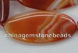 CAA296 15.5 inches 30*60mm oval red line agate gemstone beads