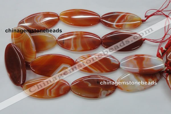 CAA296 15.5 inches 30*60mm oval red line agate gemstone beads