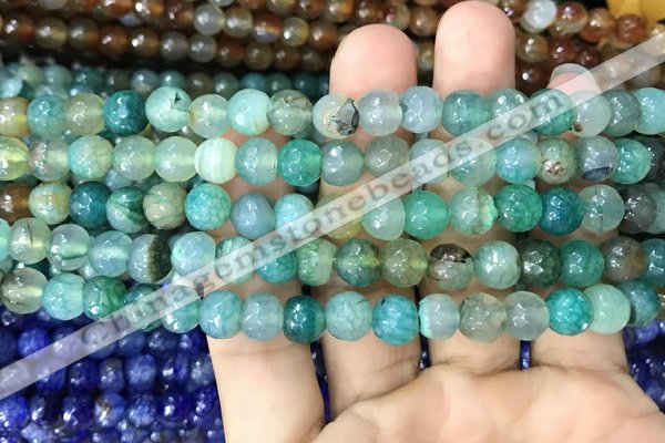 CAA2965 15 inches 8mm faceted round fire crackle agate beads wholesale