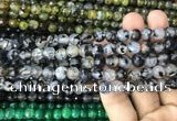 CAA2969 15 inches 8mm faceted round fire crackle agate beads wholesale