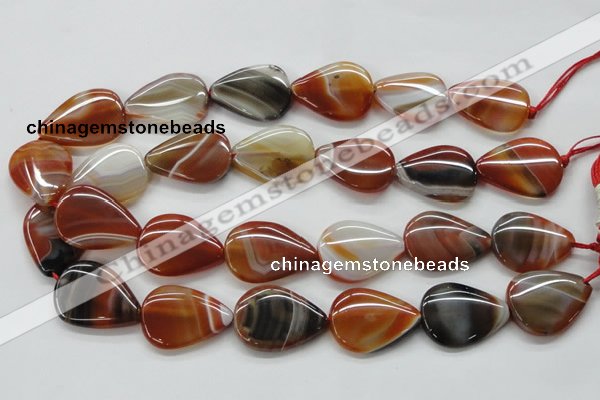 CAA297 15.5 inches 24*30mm flat teardrop red line agate beads