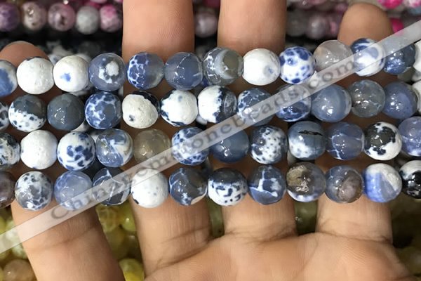 CAA2973 15 inches 8mm faceted round fire crackle agate beads wholesale