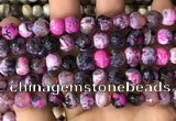 CAA2975 15 inches 8mm faceted round fire crackle agate beads wholesale