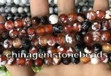 CAA2978 15 inches 8mm faceted round fire crackle agate beads wholesale