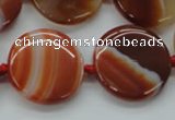 CAA298 15.5 inches 25mm flat round red line agate gemstone beads