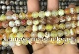 CAA2983 15 inches 8mm faceted round fire crackle agate beads wholesale