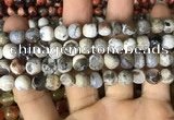 CAA2985 15 inches 8mm faceted round fire crackle agate beads wholesale