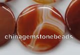 CAA299 15.5 inches 35mm flat round red line agate gemstone beads