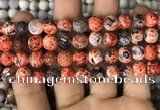 CAA2992 15 inches 8mm faceted round fire crackle agate beads wholesale