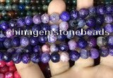 CAA2996 15 inches 8mm faceted round fire crackle agate beads wholesale