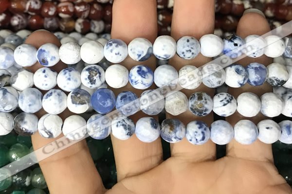 CAA2997 15 inches 8mm faceted round fire crackle agate beads wholesale