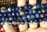 CAA2998 15 inches 8mm faceted round fire crackle agate beads wholesale