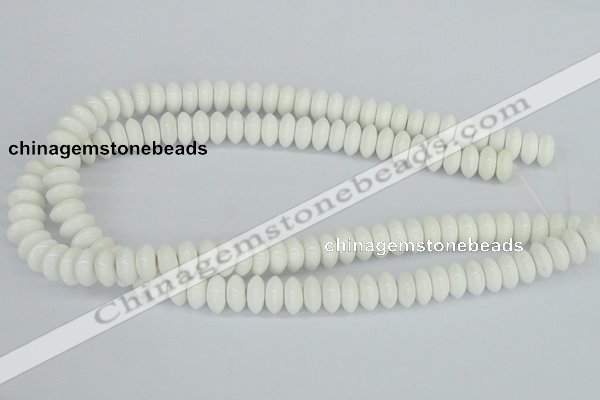 CAA30 15.5 inches 6*12mm rondelle white agate gemstone beads