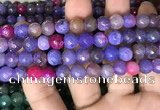 CAA3003 15 inches 8mm faceted round fire crackle agate beads wholesale
