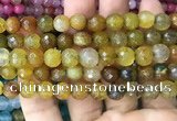 CAA3006 15 inches 8mm faceted round fire crackle agate beads wholesale