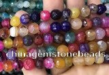 CAA3007 15 inches 8mm faceted round fire crackle agate beads wholesale