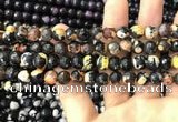 CAA3014 15 inches 8mm faceted round fire crackle agate beads wholesale