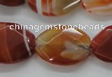 CAA303 15.5 inches 18*25mm faceted oval red line agate beads