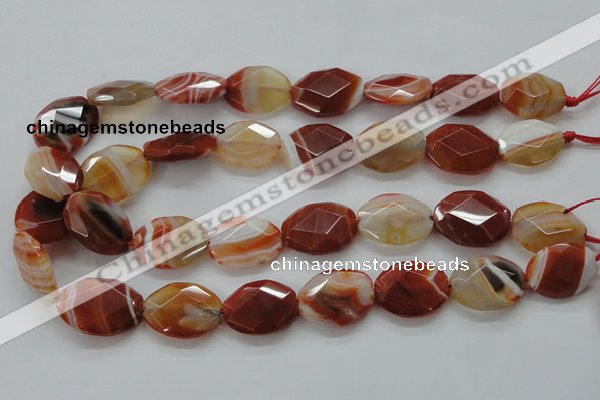 CAA303 15.5 inches 18*25mm faceted oval red line agate beads