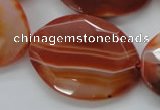 CAA304 15.5 inches 28*40mm faceted oval red line agate beads