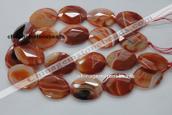 CAA304 15.5 inches 28*40mm faceted oval red line agate beads