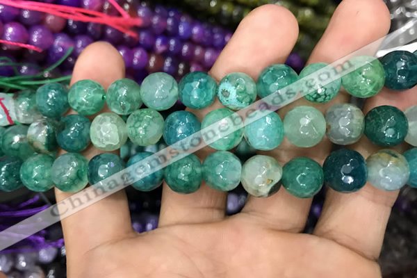 CAA3046 15 inches 10mm faceted round fire crackle agate beads wholesale