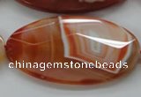 CAA305 15.5 inches 32*52mm faceted oval red line agate beads